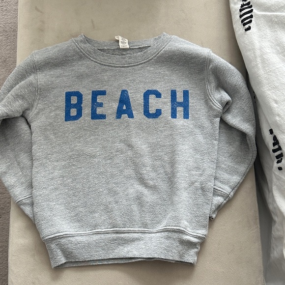 Other - Gray Sweatshirt with Blue 'BEACH' Print